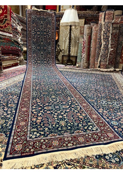 El Dokuma Hereke Halısı Imzalı Yedi Dağın Çiçeği Modeli Birinci Sınıf Kalite Ebat 480X88