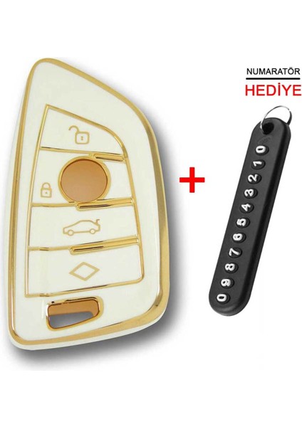 Bmw F Serisi Fem Tip 4 Buton Beyaz Oto Anahtar Kumanda Kabı Kılıfı Oto Anahtarlık
