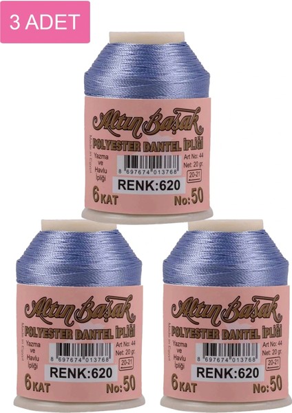 3 Adet Altınbaşak Oya ve Dantel Ipi 20 gr - - No: 620