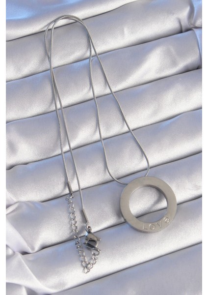 316L Çelik Gümüş Renk Zirkon Taşlı Model Kolye fırsatları