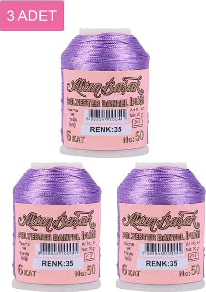 3 Adet Altınbaşak Oya ve Dantel Ipi 20 gr - - No: 035