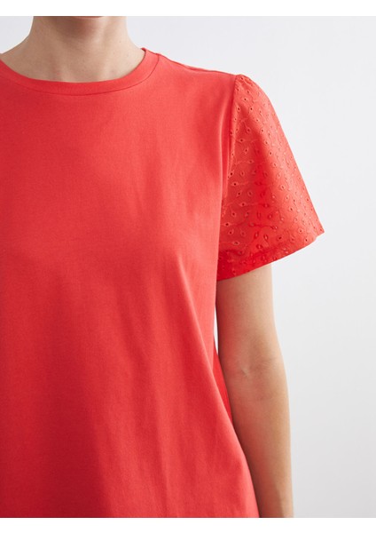 Yeni Sezon Bisiklet Yaka Ajurlu Kadın Tişört modelleri