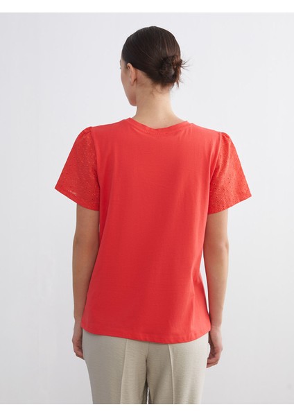 Yeni Sezon Bisiklet Yaka Ajurlu Kadın Tişört fırsatları