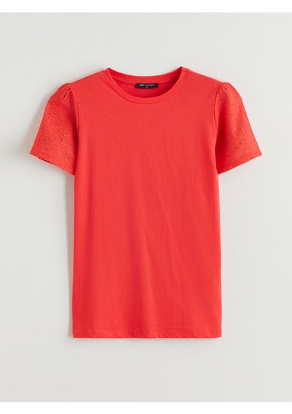 Yeni Sezon Bisiklet Yaka Ajurlu Kadın Tişört indirimleri