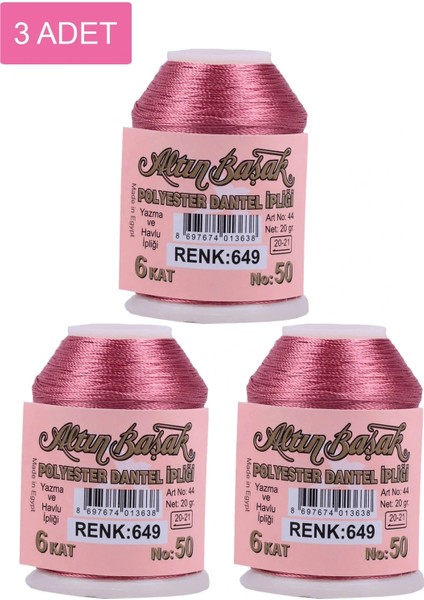 3 Adet Altınbaşak Oya ve Dantel Ipi 20 gr - - No: 649