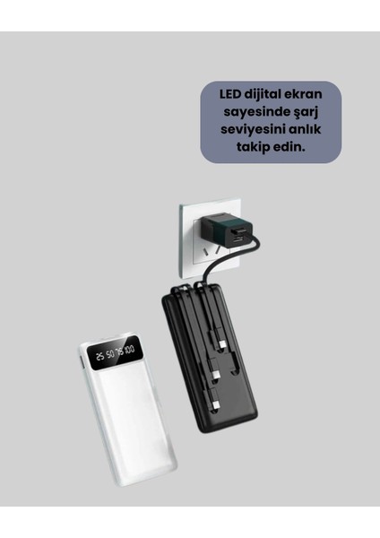 LED Işıklı 20.000MAH Powerbank LCD Gösterge Dahili Çoklu Kablo fırsatları