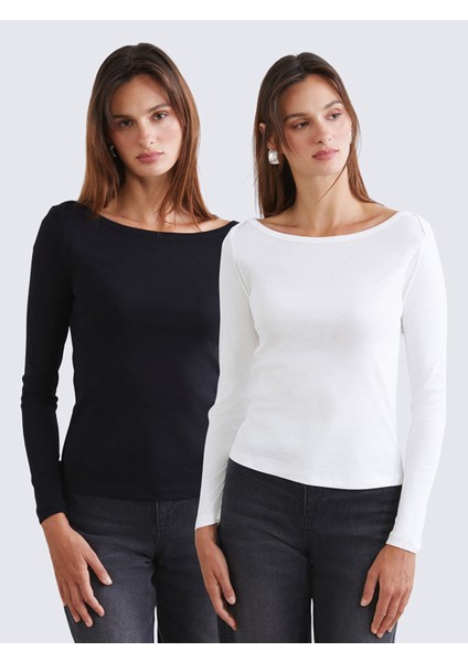 Yeni Sezon Kayık Yaka Kadın Body 2'li