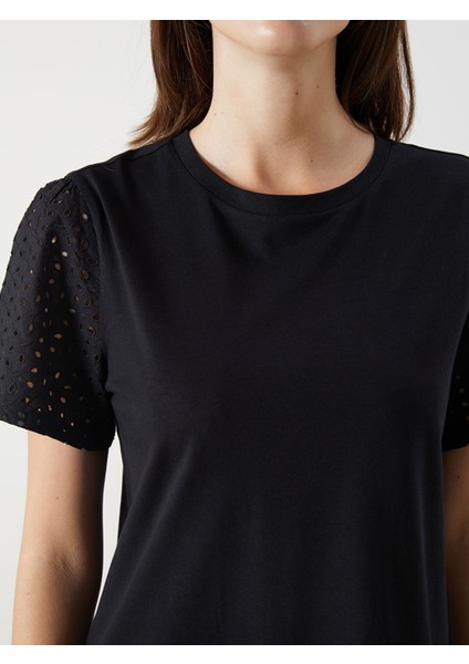 Yeni Sezon Bisiklet Yaka Ajurlu Kadın Tişört modelleri