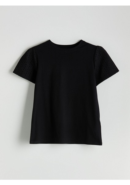 Yeni Sezon Bisiklet Yaka Ajurlu Kadın Tişört indirimleri