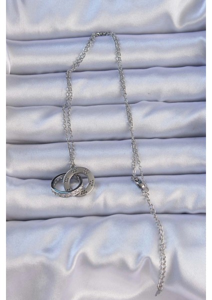 316L Çelik Gümüş Renk Zirkon Taşlı Kolye fiyatları