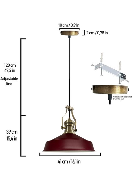 Asaletli Tekli Vişne Çürüğü Avize Yeni Eskitme Başlık Retro Sarkıt Lamba Dükkan Cafe Salon Avizeleri