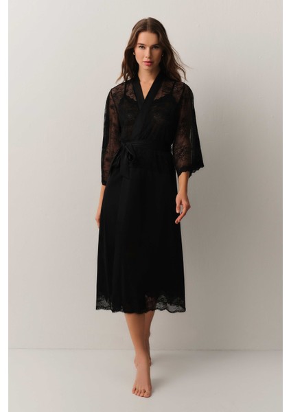 Antique Dantelli Uzun Sabahlık