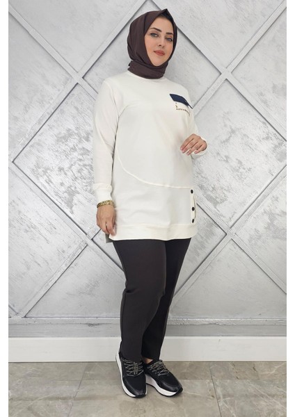 Kadın Düğme ve Cep Görünüm Detaylı Tesettür Tunik fiyatları