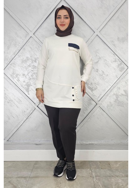 Kadın Düğme ve Cep Görünüm Detaylı Tesettür Tunik modelleri