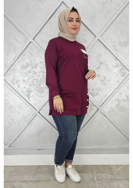 Kadın Düğme ve Cep Görünüm Detaylı Tesettür Tunik fiyatları