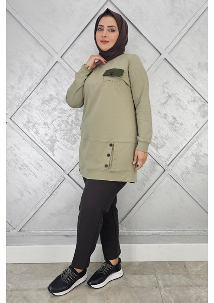 Kadın Düğme ve Cep Görünüm Detaylı Tesettür Tunik fiyatları