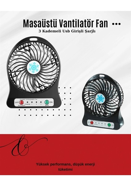 USB Girişli Taşınabilir Masaüstü Mini Fan – 3 Kademeli Hız, Şarjlı, Işıklı, Sessiz Çalışma fiyatları