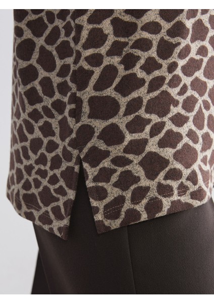 Yeni Sezon Bisiklet Yaka Leopar Desenli Kadın Tişört modelleri