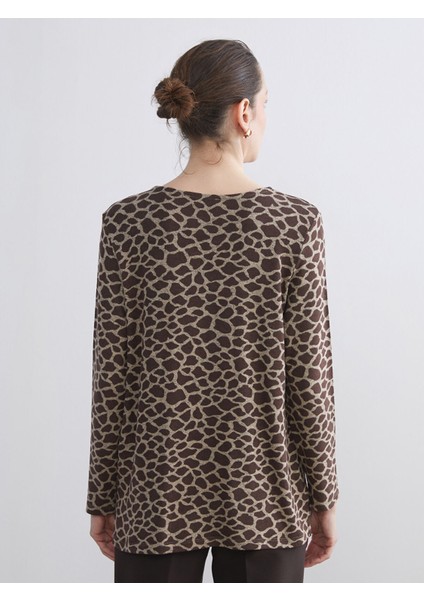 Yeni Sezon Bisiklet Yaka Leopar Desenli Kadın Tişört fırsatları