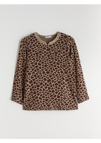 Yeni Sezon Bisiklet Yaka Leopar Desenli Kadın Tişört indirimleri