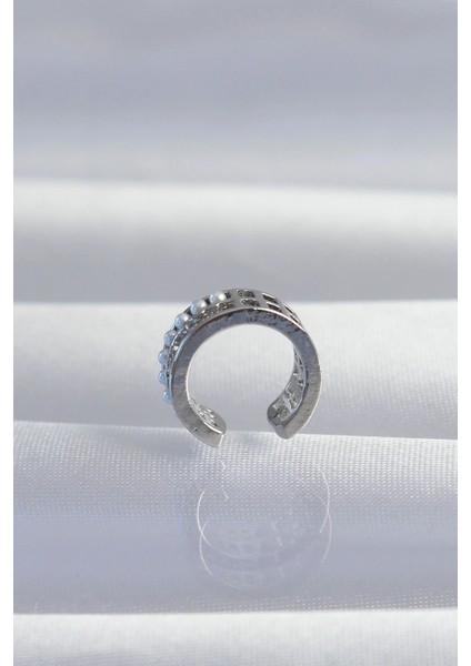 Pirinç Gümüş Renk Incili Baget Taşlı Earcuff Küpe fiyatları