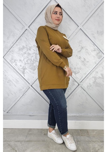 Kadın Düğme ve Cep Görünüm Detaylı Tesettür Tunik fiyatları