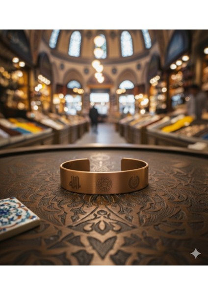 Bakır Bileklik & Yüzük 2 mm Kalınlık 16 mm Genişlik ( Dua Korumalı Zırh Korumalı )