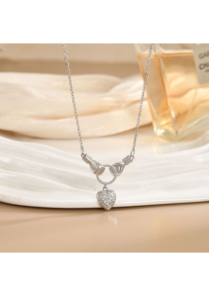 Yeni Titanyum Çelik Kolye Kadın Mizaç Mikro-Set Zirkonya Kişilik Kıdemli Köprücük Kemiği Duygusu Zincir Takı (Yurt Dışından)