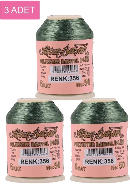 3 Adet Altınbaşak Oya ve Dantel İpi 20 gr - - No: 356