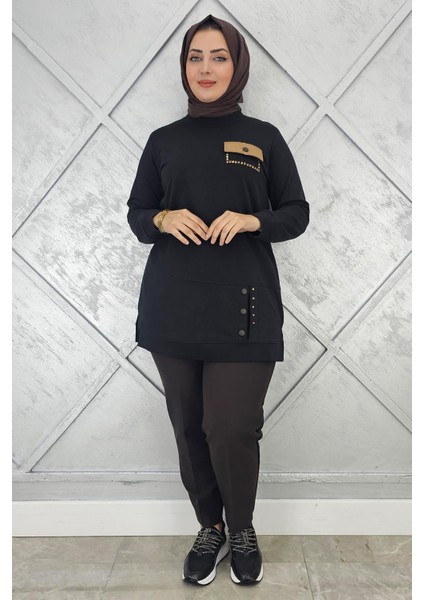 Kadın Düğme ve Cep Görünüm Detaylı Tesettür Tunik modelleri