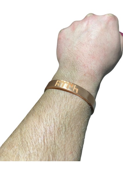 Çift Mıknatıslı Ham Bakır Bileklik ( 𐱅𐰇𐰼𐰜 - Türk ) Işlemeli indirimleri