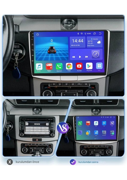 2005-2014 Volkswagen Passat Için 8+128GB, Gps, 10 Inç Carplay Destekli, Kameralı Multimedya Navigasyon Ekranı indirimleri