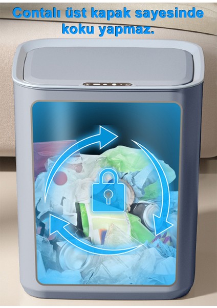 Sensörlü Şarjlı 22 Litre Çöp Kovası (Şarj Edilebilir Lityum Pilli) / GT-SC05 KREM fırsatları