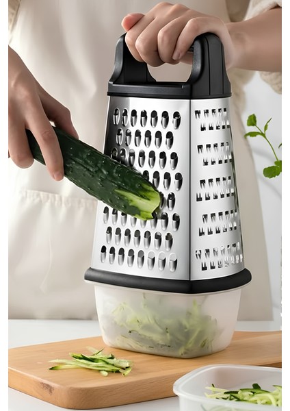 Palawan Paslanmaz Çelik 4 Yüzlü Rende Kaymaz Tabanlı Mutfak Gereci