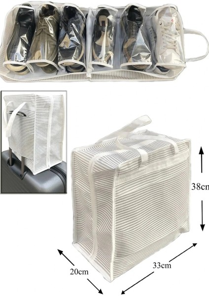 Ayakkabı Saklama ve Taşıma Çantası (Çizgili Model) Shoe Tote
