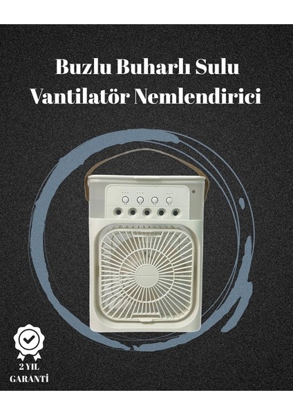 USB Bağlantılı 3'ü 1 Arada Nemlendirici Mini Klima Fan | 7 Renk Işıklı