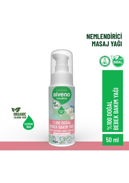 %100 Doğal Bebek Yağı Organik Jojoba Bakım Masaj Yağı Parafinsiz Bitkisel Vegan 50 ml