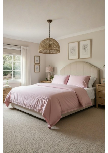 Düz Pudra Tek Kişilik Ranforce Nevresim Seti %100 Pamuk (Nevresim+Yastık Kılıfı)