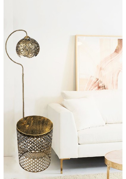 Lambader Sehpalı Siyah Sarı Patine