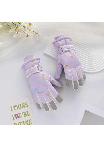 Kayak Eldivenleri Bayan Kış Artı Kadife Su Geçirmez Rüzgar ve Soğuk Sıcak Eldivenler (Yurt Dışından)