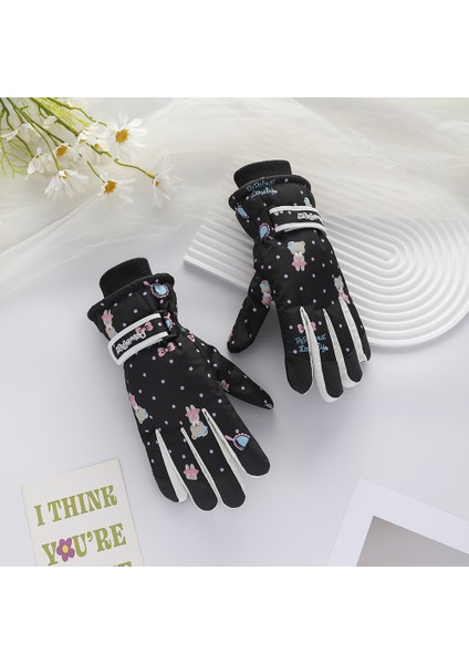 Kayak Eldivenleri Bayan Kış Artı Kadife Su Geçirmez Rüzgar ve Soğuk Sıcak Eldivenler (Yurt Dışından)