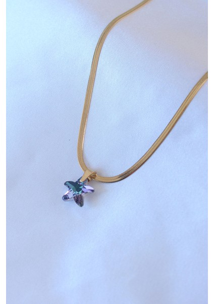 316L Çelik Gold Renk İtalyan Zincir Model Kristal Deniz Yıldız Model Kadın Kolye - TJ-BKO7492 fiyatları