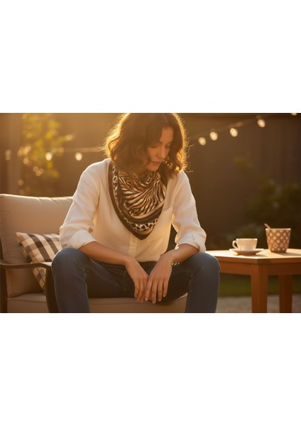 Karışık Desenli Kahverengi Fular 70 x 70 fiyatları