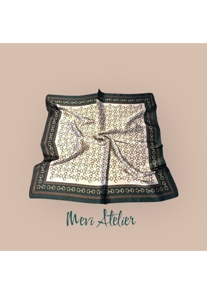 Zincir Desenli Yeşil Fular 70 x 70