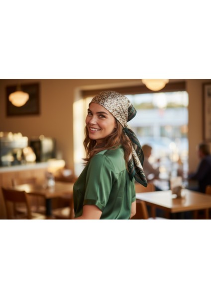 Zincir Desenli Yeşil Fular 70 x 70 fiyatları