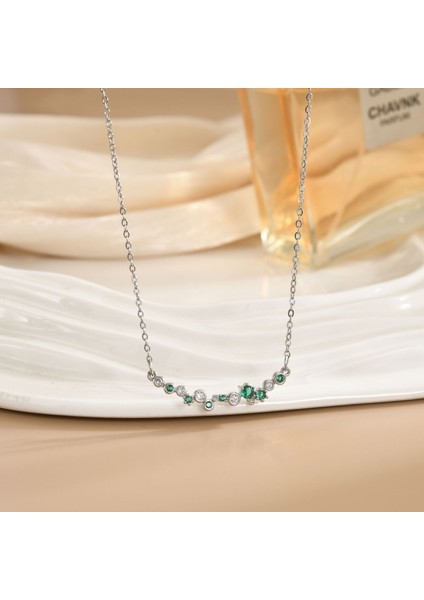 Yeni Titanyum Çelik Kolye Kadın Mizaç Mikro-Set Zirkonya Kişilik Kıdemli Köprücük Kemiği Duygusu Zincir Takı (Yurt Dışından)