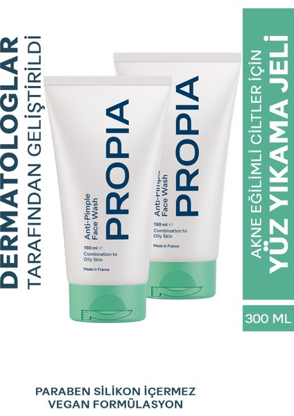 Karma Yağlı Akne Eğilimli Cilt için Sivilce Siyah Nokta Karşıtı Arındırıcı Yüz Temizleme Jeli (150ML X 2)