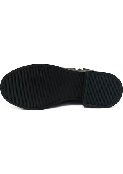 Hakiki Deri Siyah Fermuarlı Kalın Topuk Ortopedik Kadın Bot indirimleri