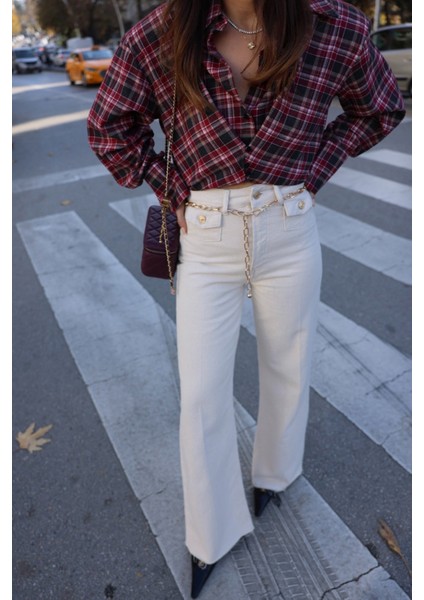 Metal Gold Kemerli Wideleg Jean modelleri