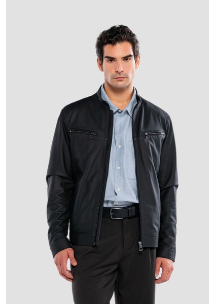 Erkek Hakiki Deri Siyah Deri Mont 571 Smr 768 Erk Dr Mont SK25/26 Sıyah Tafta